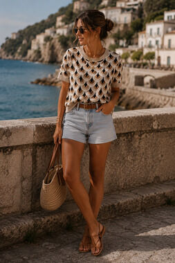 Christian Siriano Geometric Knit Top | Designer Retro Mod Anthropologie Style Sw